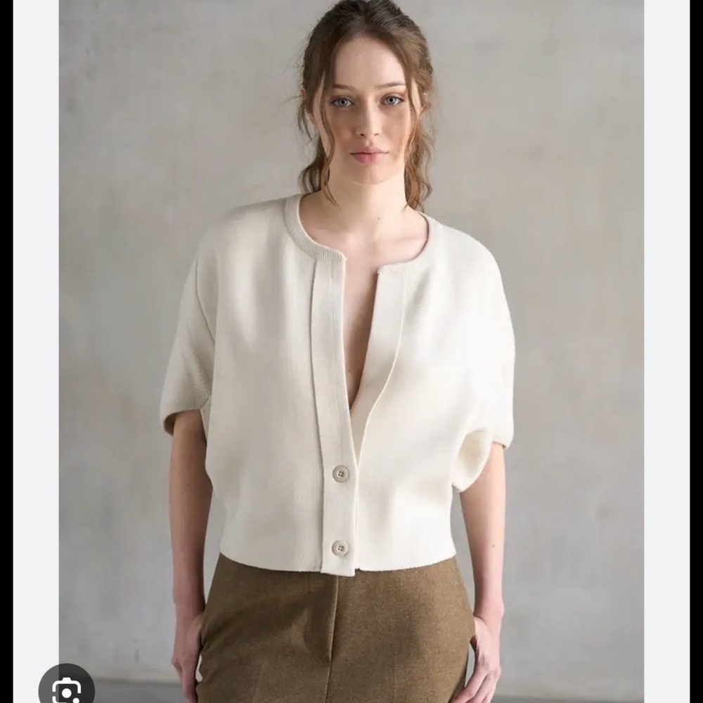 Elle Grey, S/M, NWT, Silvia Short Sleeve Cardigan, Ivory